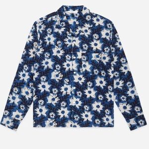3SIXTEEN Loop Collar Shirt Indigo Floral Handblock men’s XL NEW